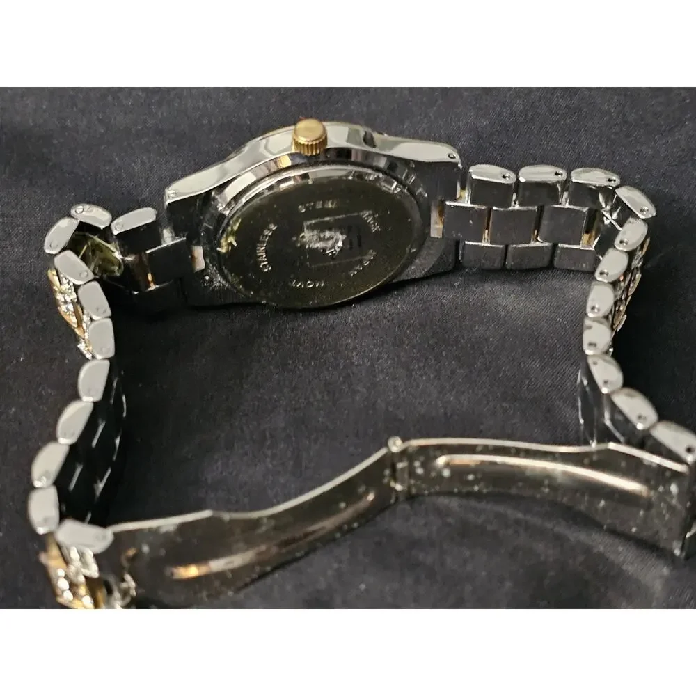 35.4mm Geneva Elite Quartz Analog Silver/gold tone stainless Steel Watch w/Box